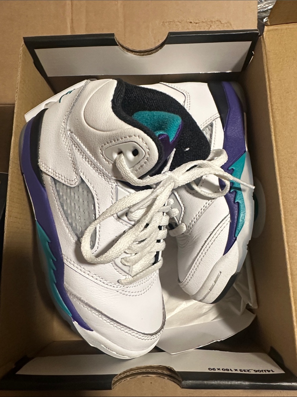Jordan Kids White Sneakers with Teal & Purple Accents